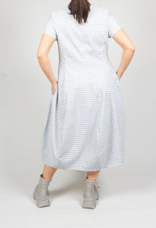T-Shirt Dress with Tulip Hem in Water Check