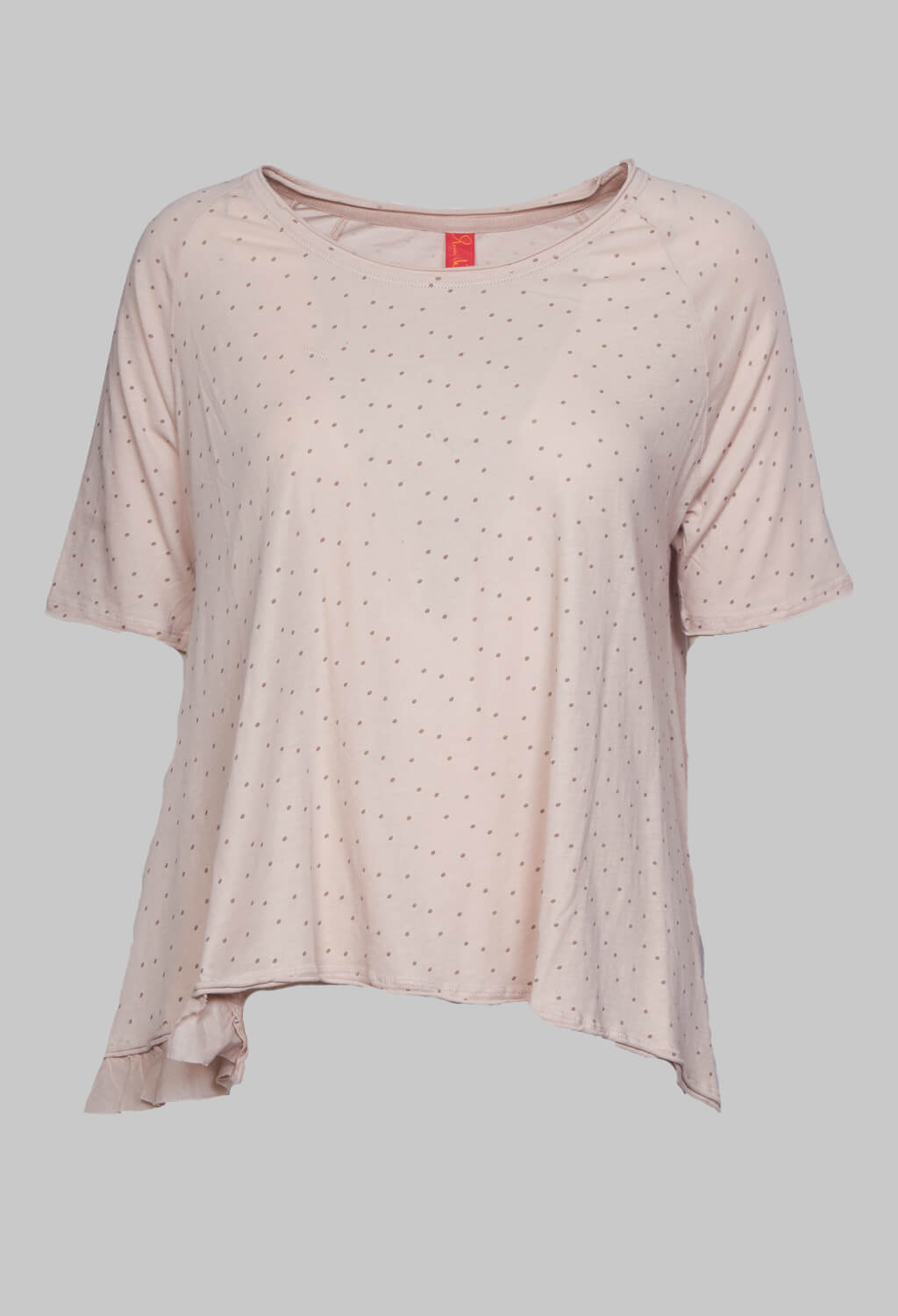 T-Shirt with High Low Hem in Dots