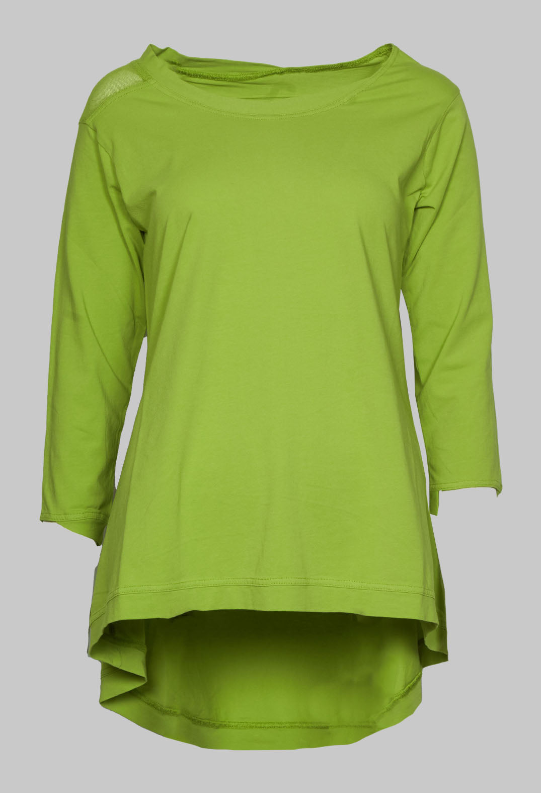 T-Shirt with Three-Quarter Length Sleeves and Cut Out Neckline Detail in Kiwi