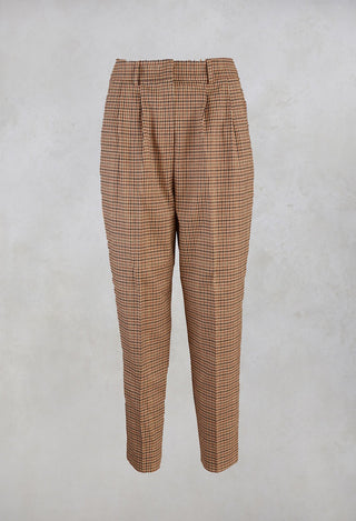 Beatrice B beige tailored dogtooth trousers