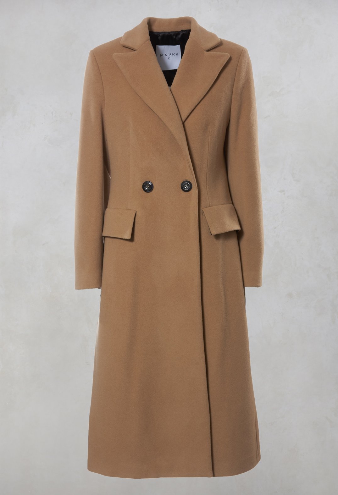Beatrice B tailored duster coat in camel