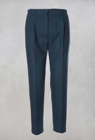 Tailored Pinstripe Trousers in Octane Green