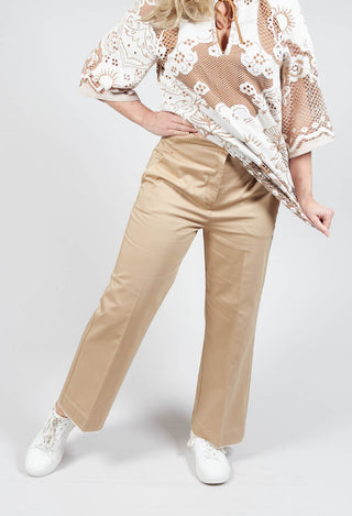 Beatrice B tailored trousers in sand with button fastening