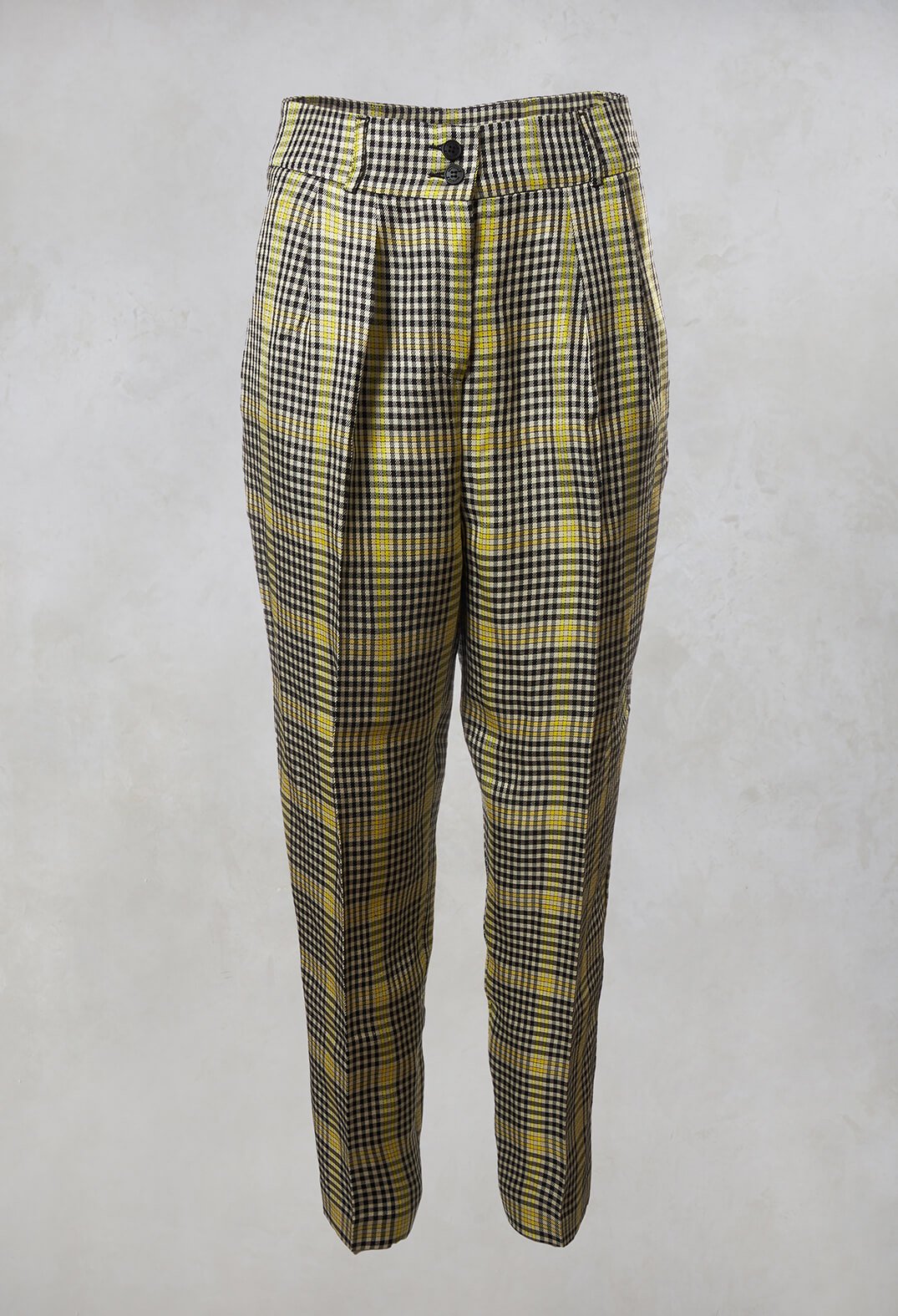 tailored trousers with front pockets in yellow check