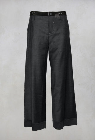 Tailored Trousers with Stitching in Dark Grey