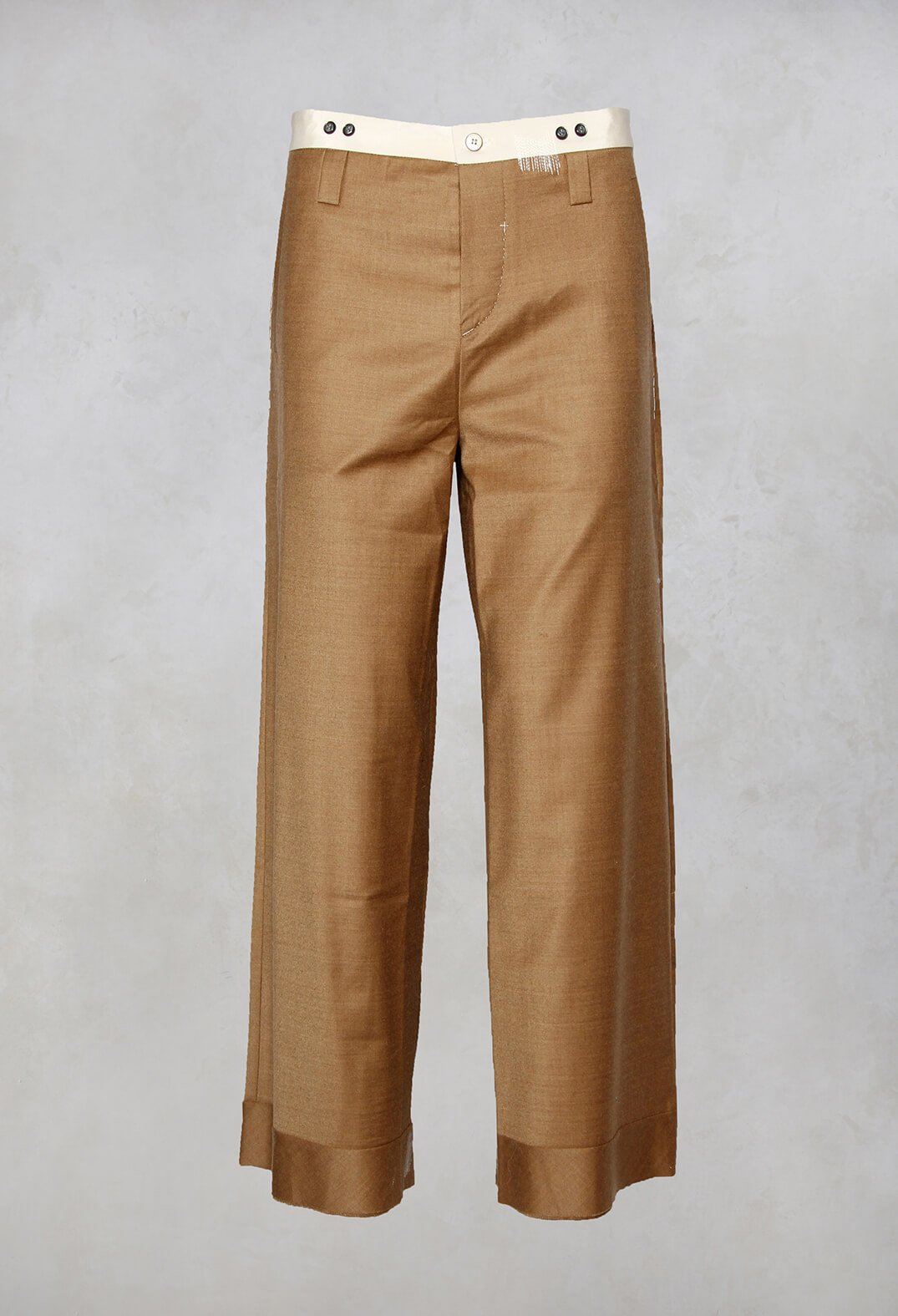 Tailored Trousers with Stitching in Dark Mustard