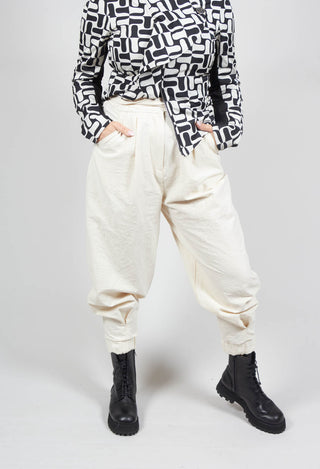 Tapered Trousers with Faux Braces in Bianco