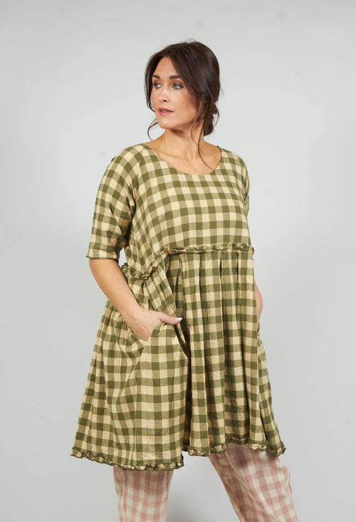 Teata Rustic Dress in Carreaux Vert