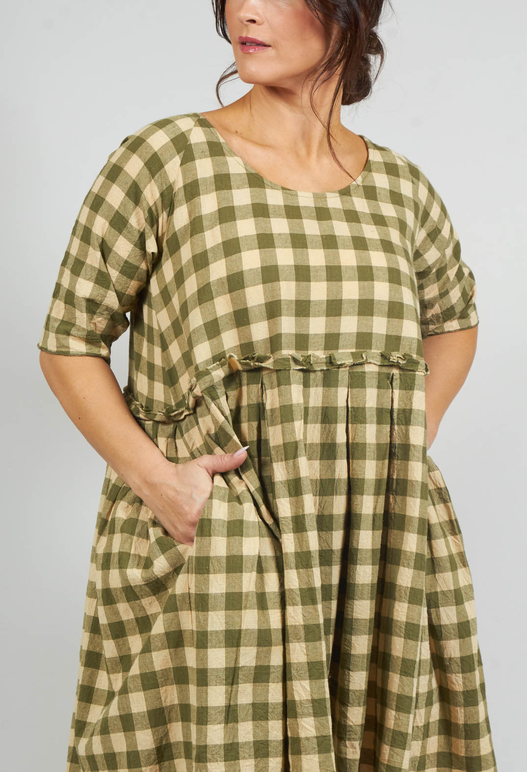 Teata Rustic Dress in Carreaux Vert