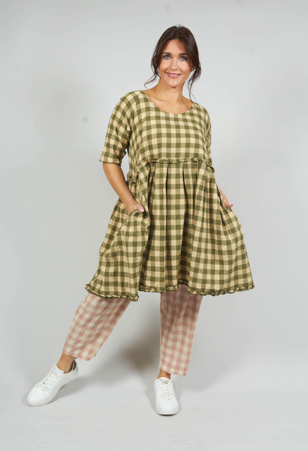 Teata Rustic Dress in Carreaux Vert