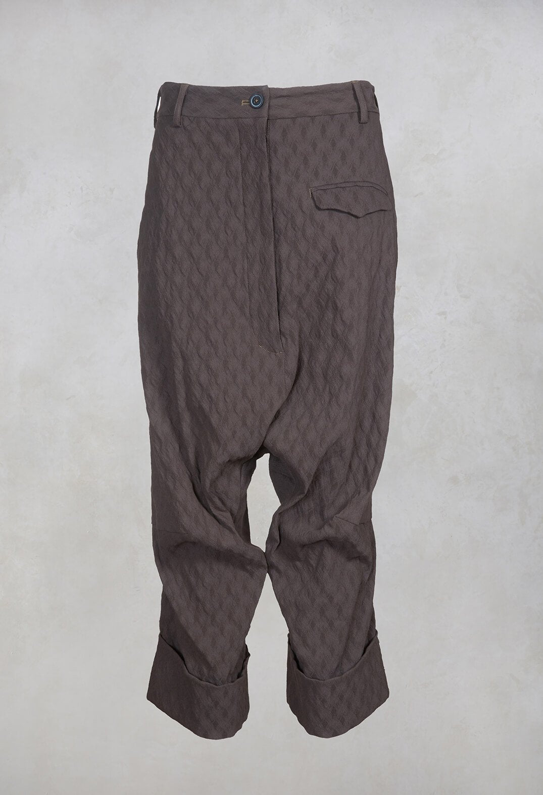 Textured Drop Crotch Trousers in Marone