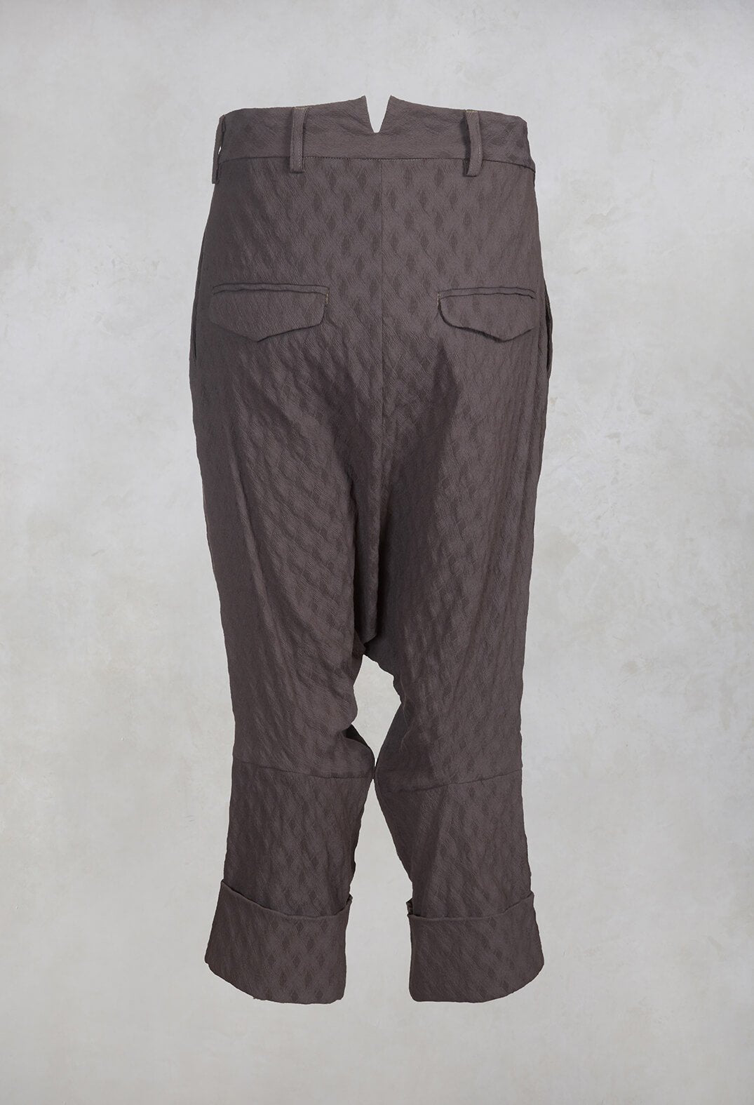 Textured Drop Crotch Trousers in Marone