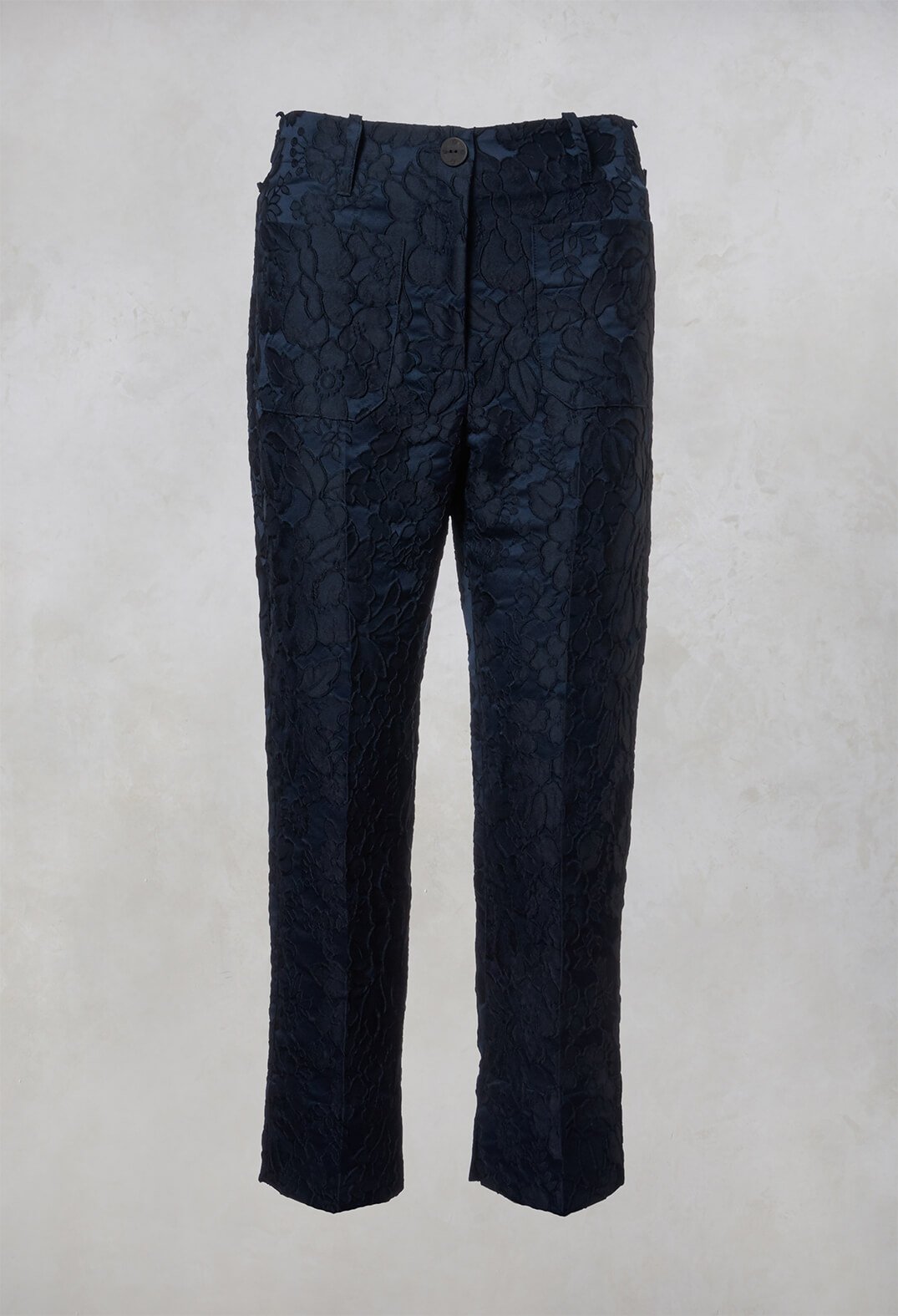 Textured Trousers in Dark Blue