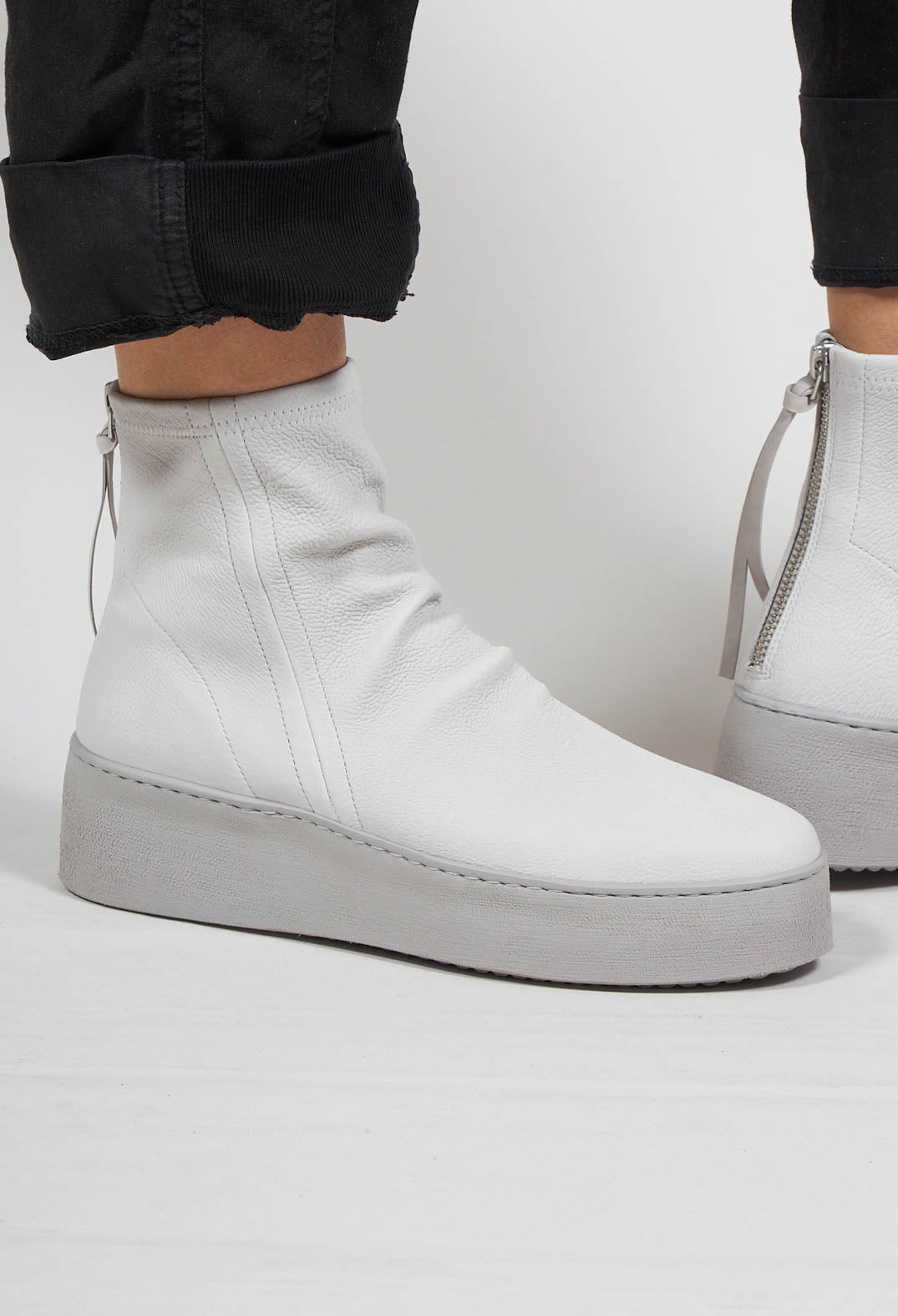 Thick Sole Sock Boots in Light Grey