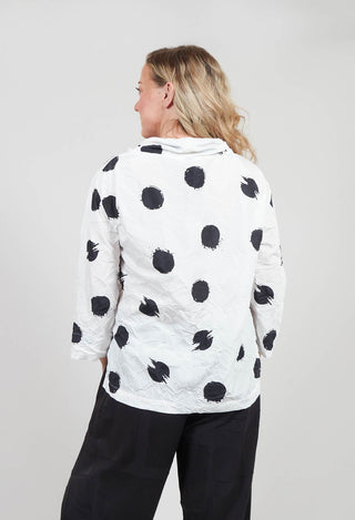 Three Quarter Sleeve Polka Top in Black and White