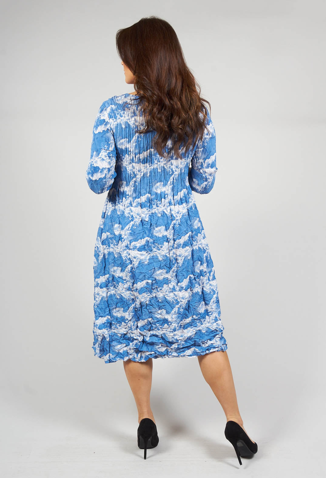 Three Quarter Sleeve Smash Dress in Clouds