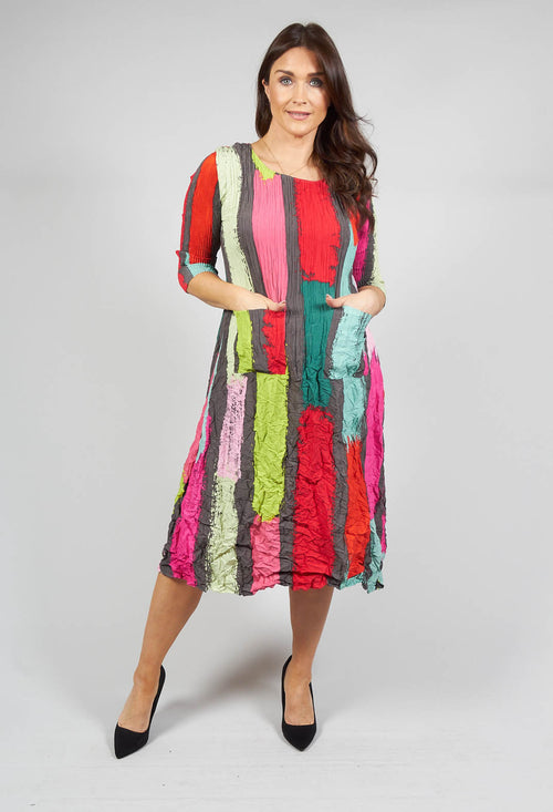 Three Quarter Sleeve Smash Dress in Paint Brush