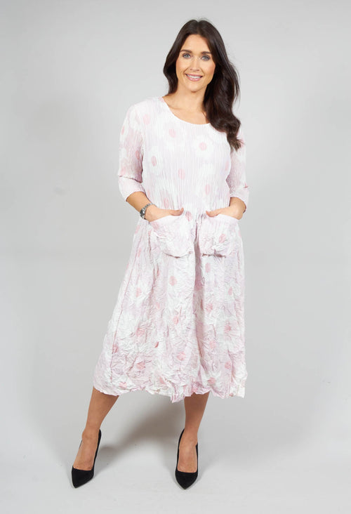 Three Quarter Sleeve Smash Dress in Pink Flower