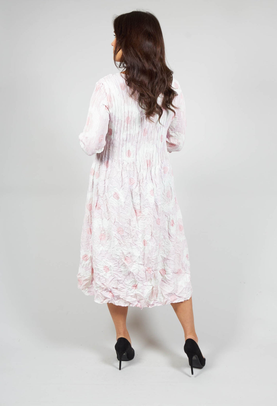 Three Quarter Sleeve Smash Dress in Pink Flower