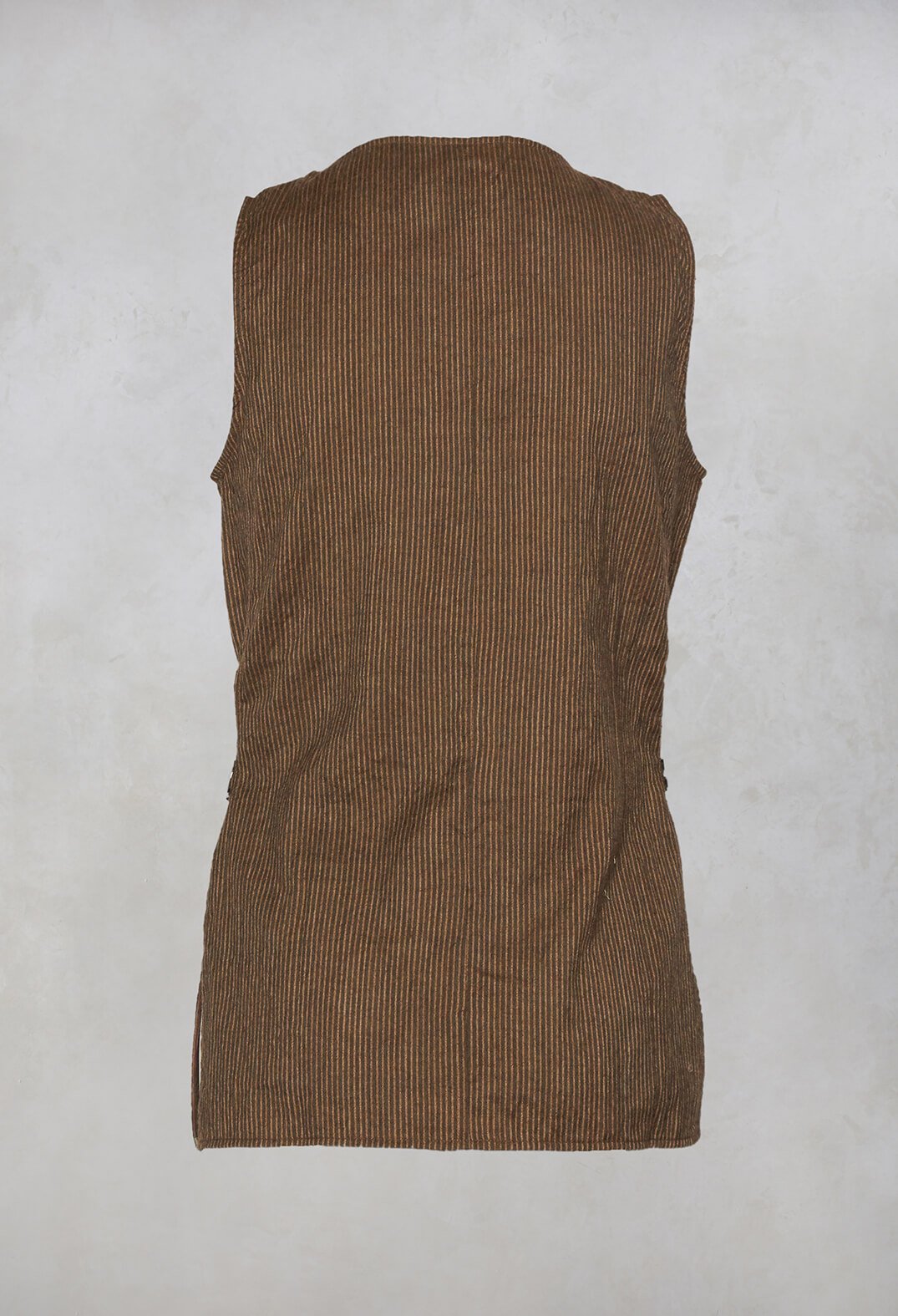 Striped Long Waistcoat with Pockets