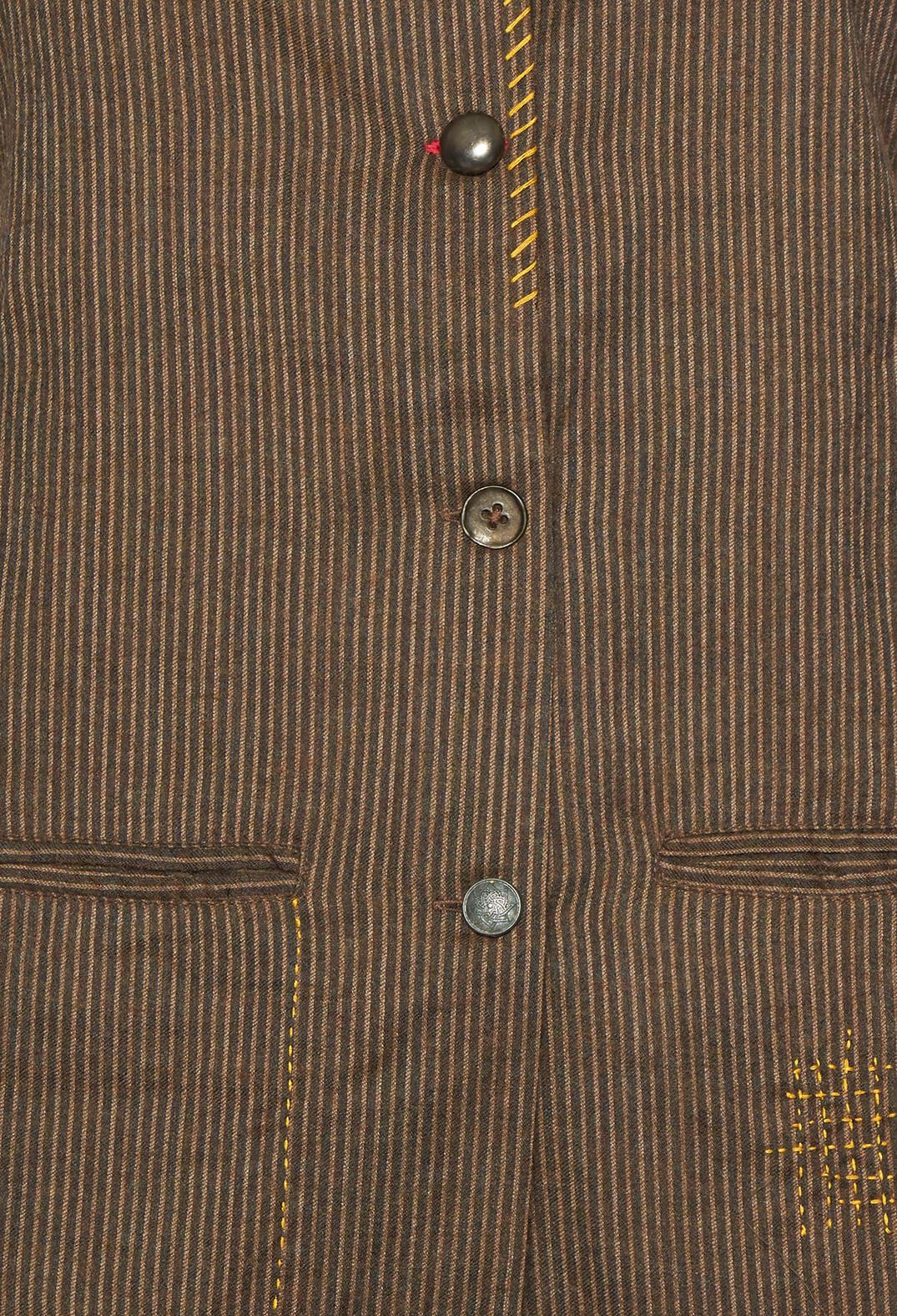Striped Long Waistcoat with Pockets
