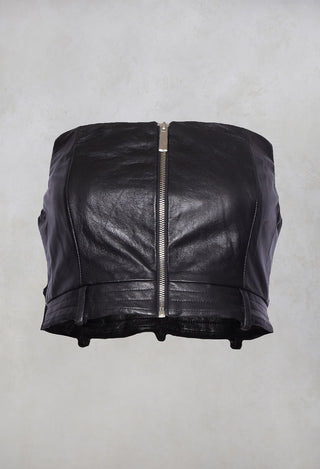 Leather Bandeau Top in Nero