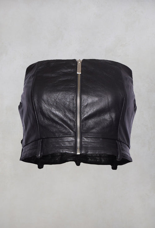 Leather Bandeau Top in Nero