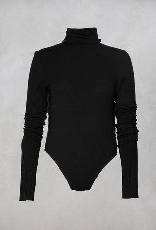 Bodysuit with Roll Neck in Black
