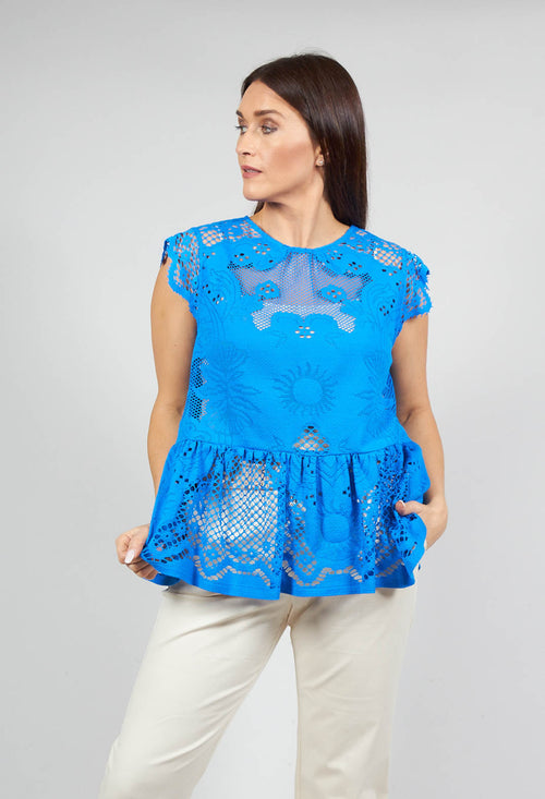 Top with Lace Detail in Supersonic Blue