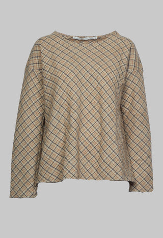 Top with Tartan Wool in Beige