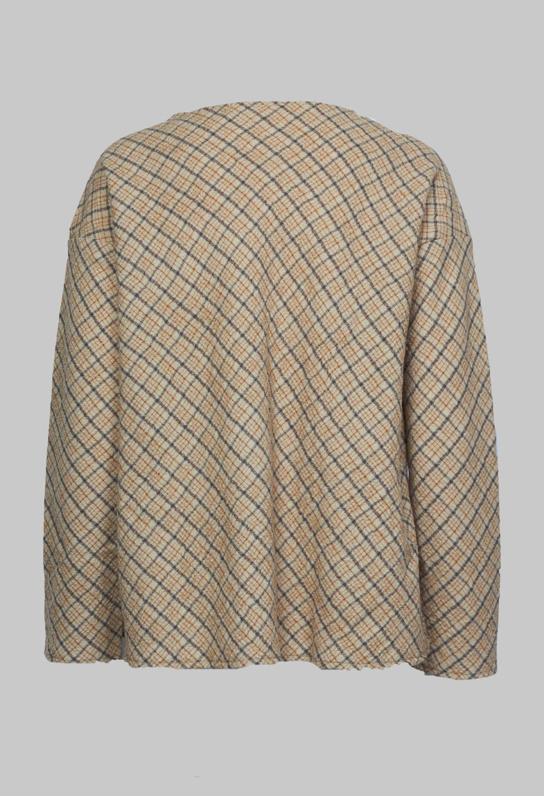 Top with Tartan Wool in Beige