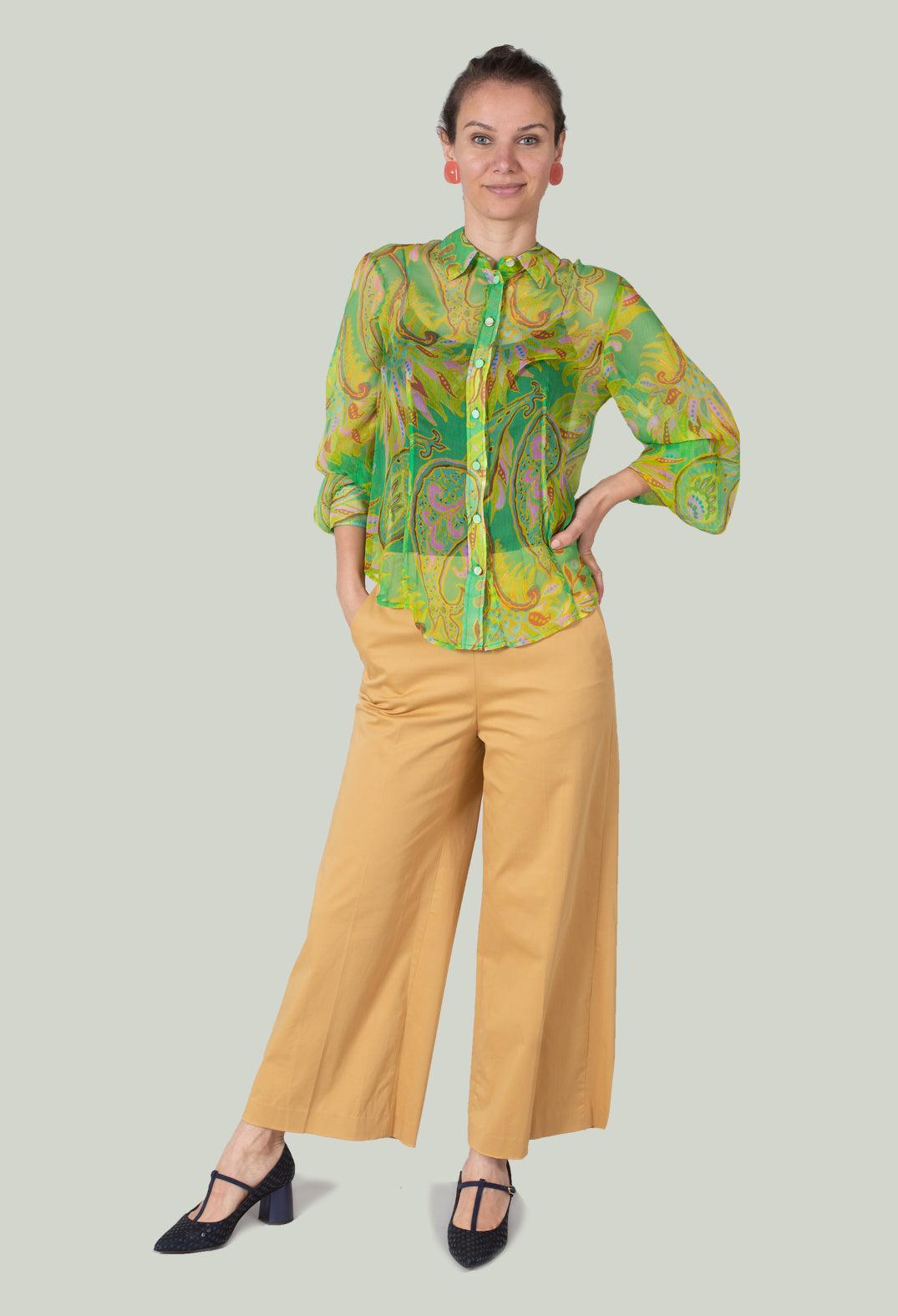 Carnival Shirt in Verde / Giallo / Rosa