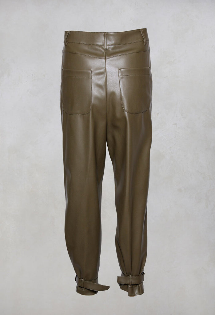Faux Leather Trousers with Cuffs