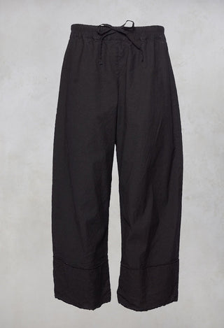 Elasticated Trousers with Wide Leg in Black