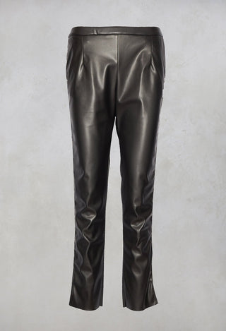 Faux Leather Trousers in Black