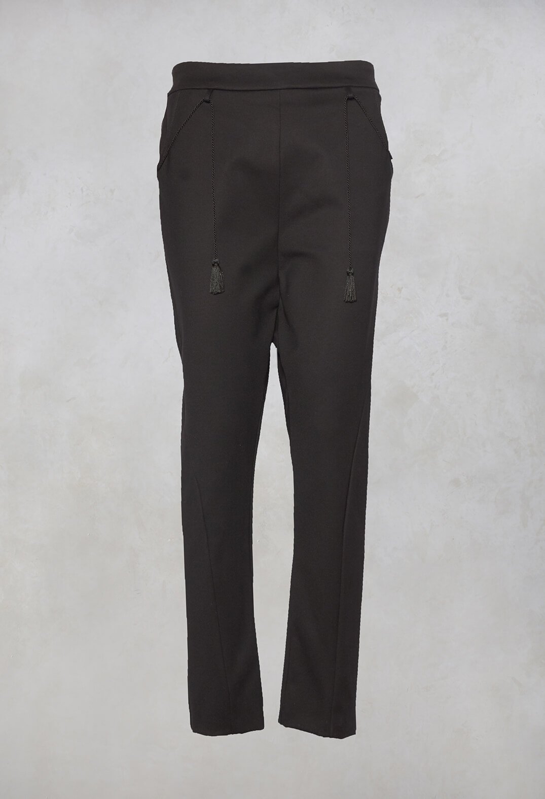 Trousers with Tassels in Black