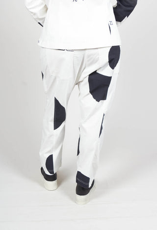 Trousers with Front Overlay in Black Print