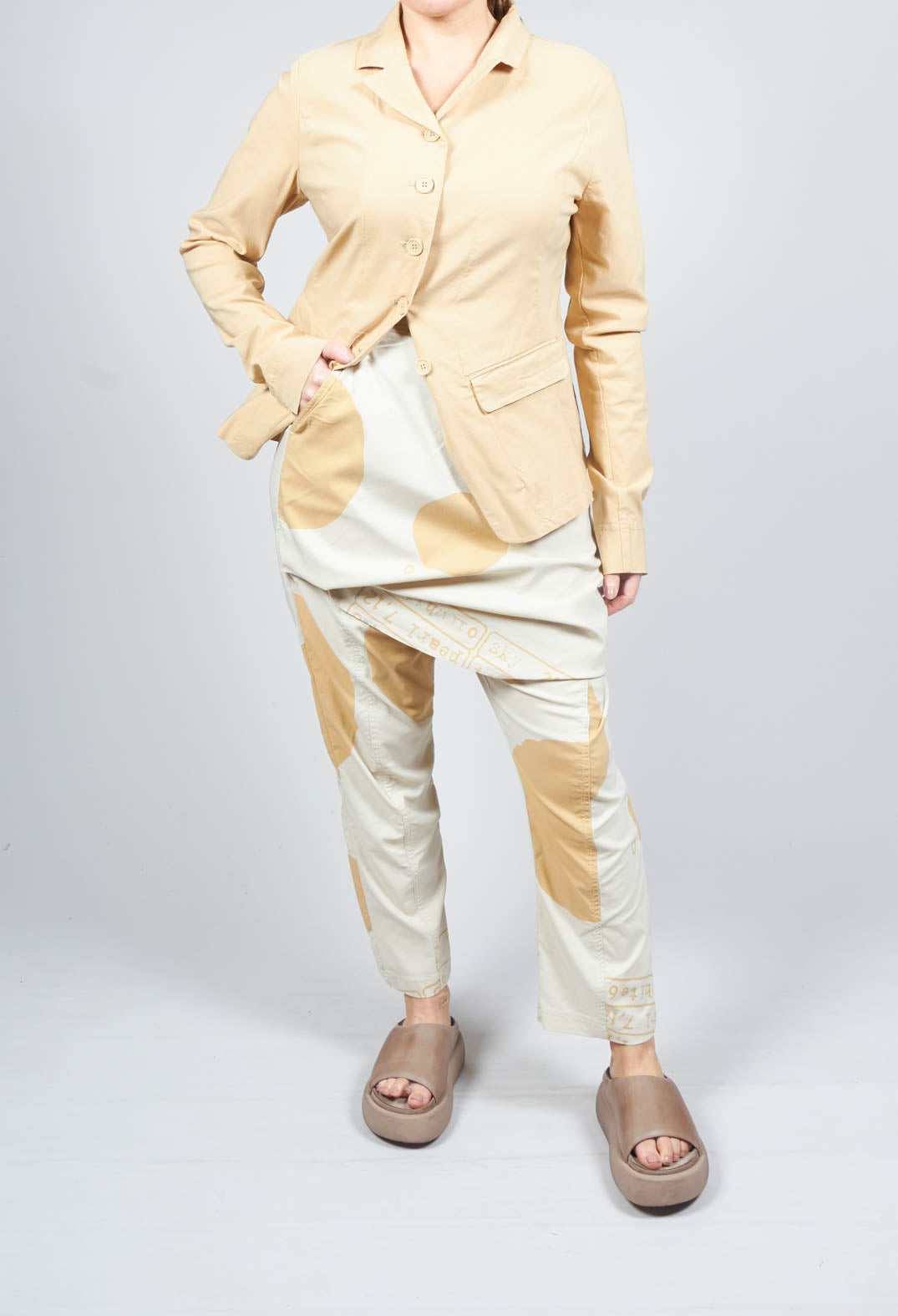 Trousers with Front Overlay in Corn Print