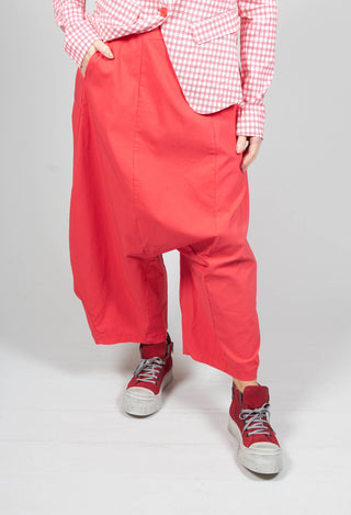 Tulip Shaped Drop Crotch Trousers in Cherry