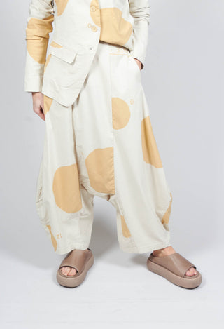 Tulip Shaped Drop Crotch Trousers in Corn Print