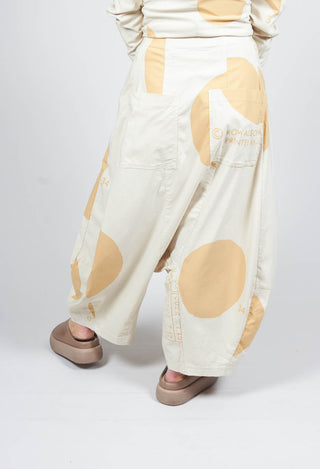 Tulip Shaped Drop Crotch Trousers in Corn Print