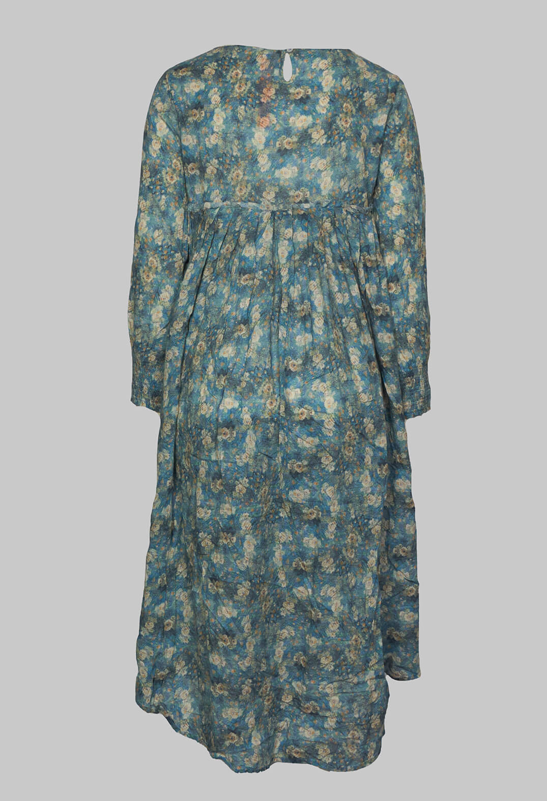 Tunic Dress with Curved Hem in Blue Flower