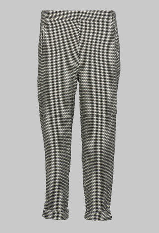 Turn Up Trousers in Black and White Hounds Tooth