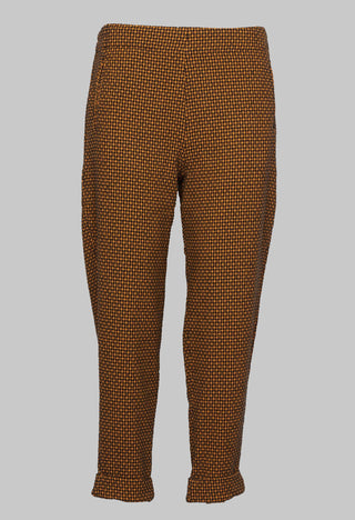 Turn Up Trousers in Saffron Hounds Tooth