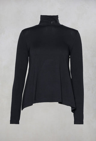 Turtle Neck Kord Top with Logo in Dark Blue