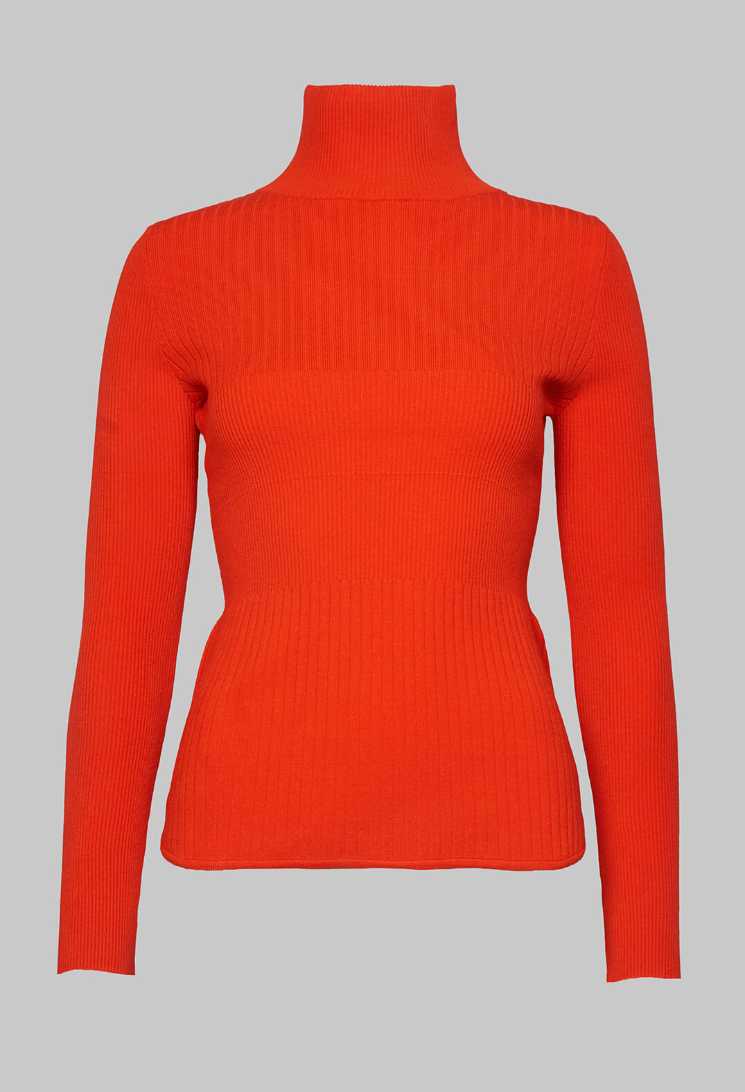 Turtleneck Top with Ribbed Effect in Orange