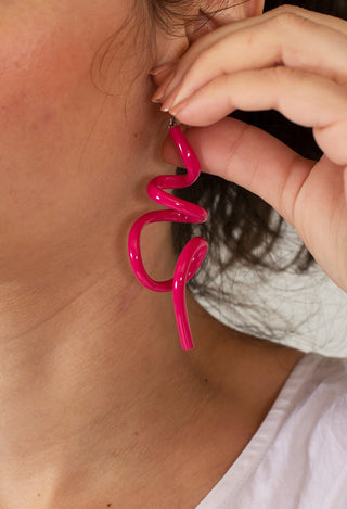 Twisted Earrings in Pink