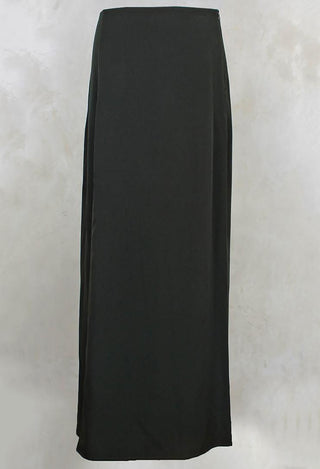 Long Length Skirt with Split in Moss Green