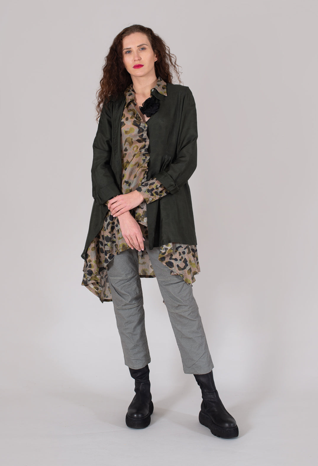 Sheer Shirt in Moss Green