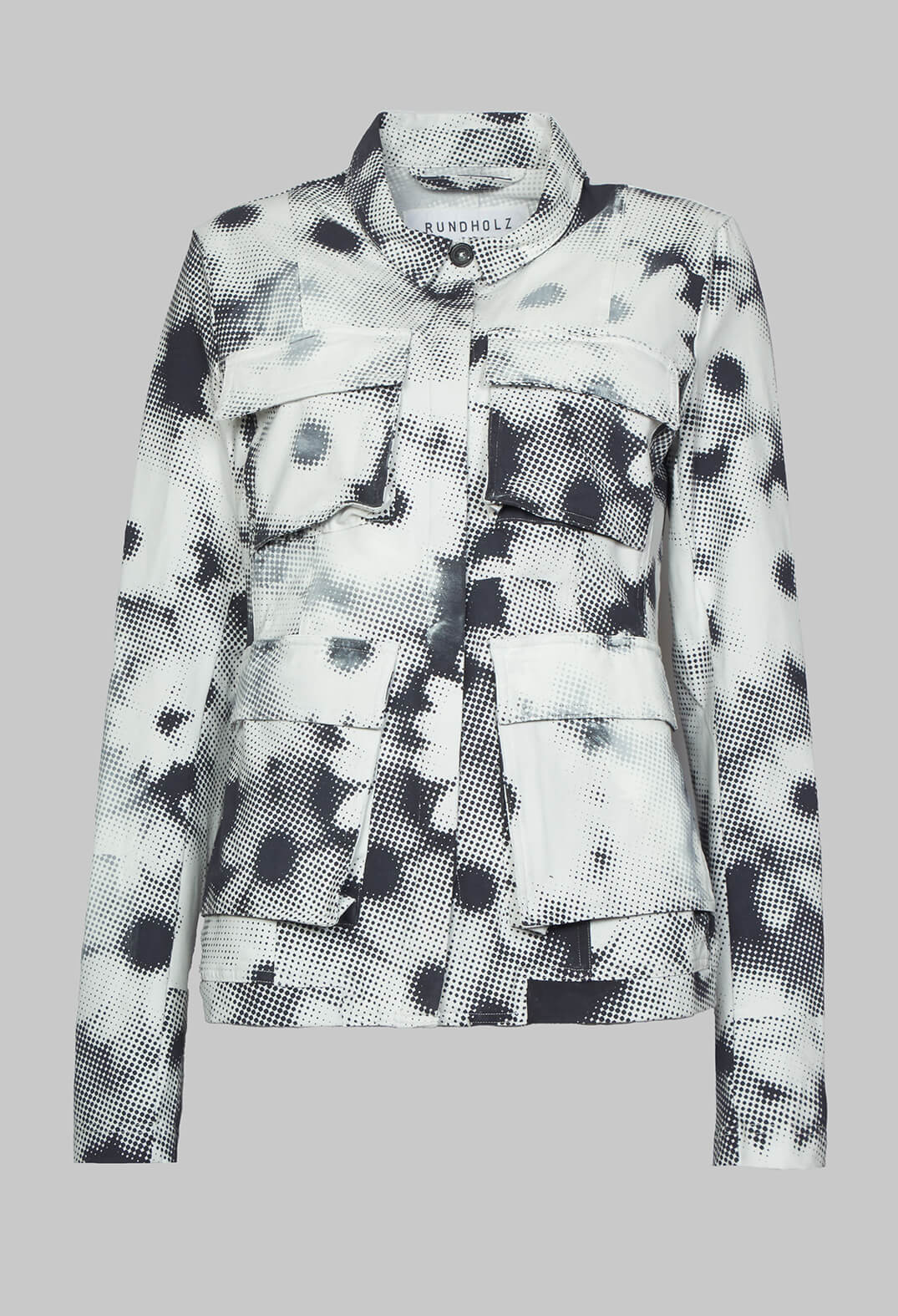 Utility Style Jacket with Pockets in Black Imprint
